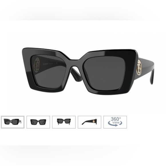 Burberry BE4344 Daisy 300187 Black Dark Gray Square Women Sunglasses
